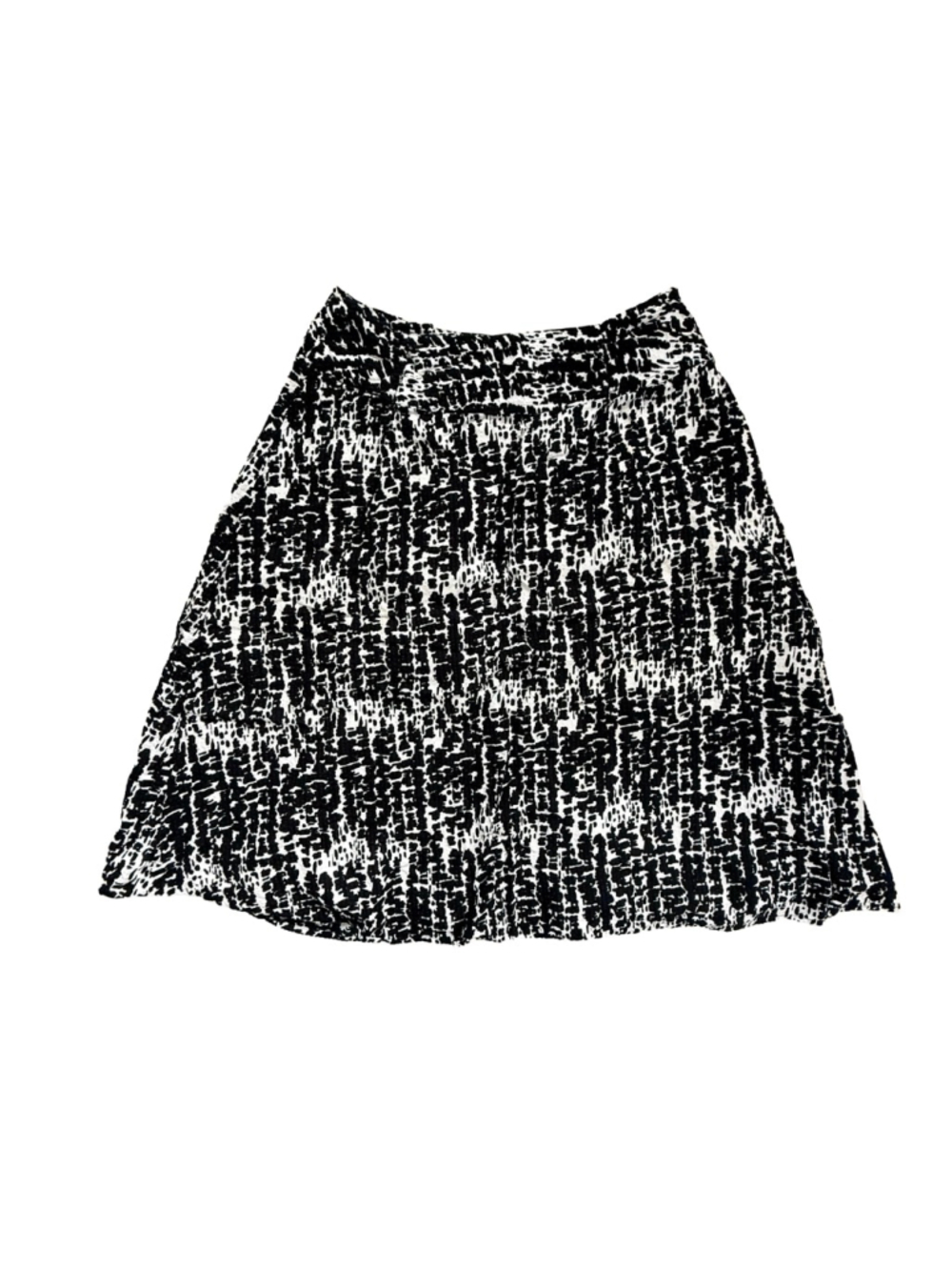 Croft & Barrow Black & White Abstract Cotton A-Line Skirt - Size 10